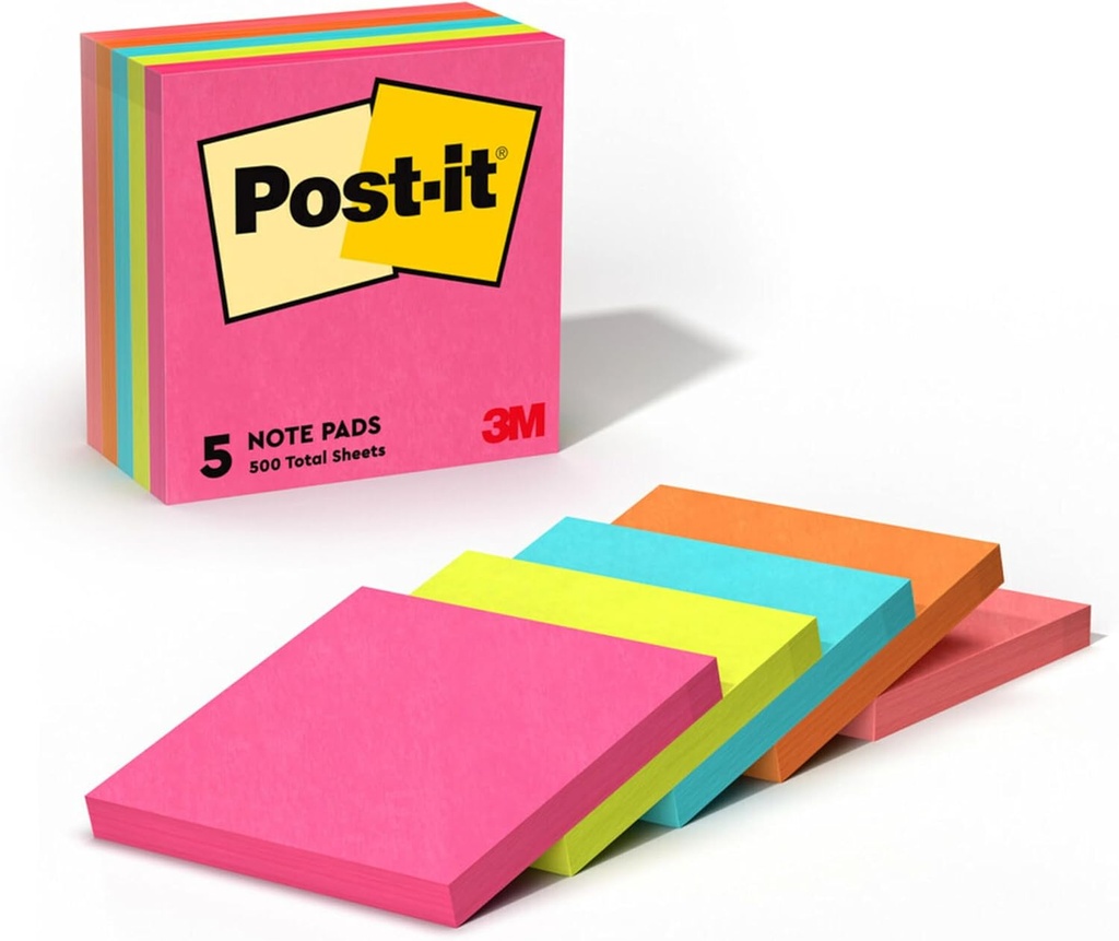 Post-It NEON Cols #654-5 3x3 Notes - (25/bx)