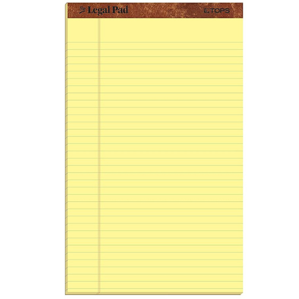 TOPS/AMPAD Writing Pads F/S YELLOW (12/PK)
