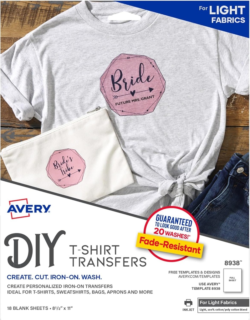 T-Shirt LIGHT Fabric Transfer 18/pk LS