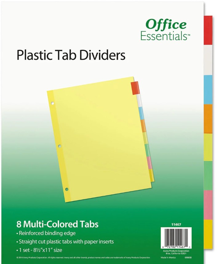 Avery 8 Tab Dividers #11467 L/S 