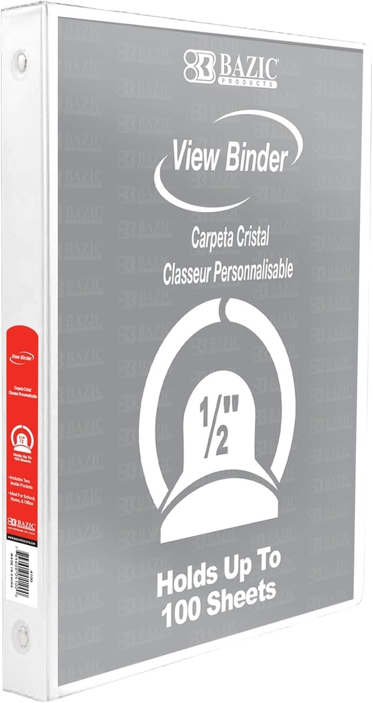 Bazic 3 Ring 1/2" WHITE View #3142 Binder - (12/ctn)