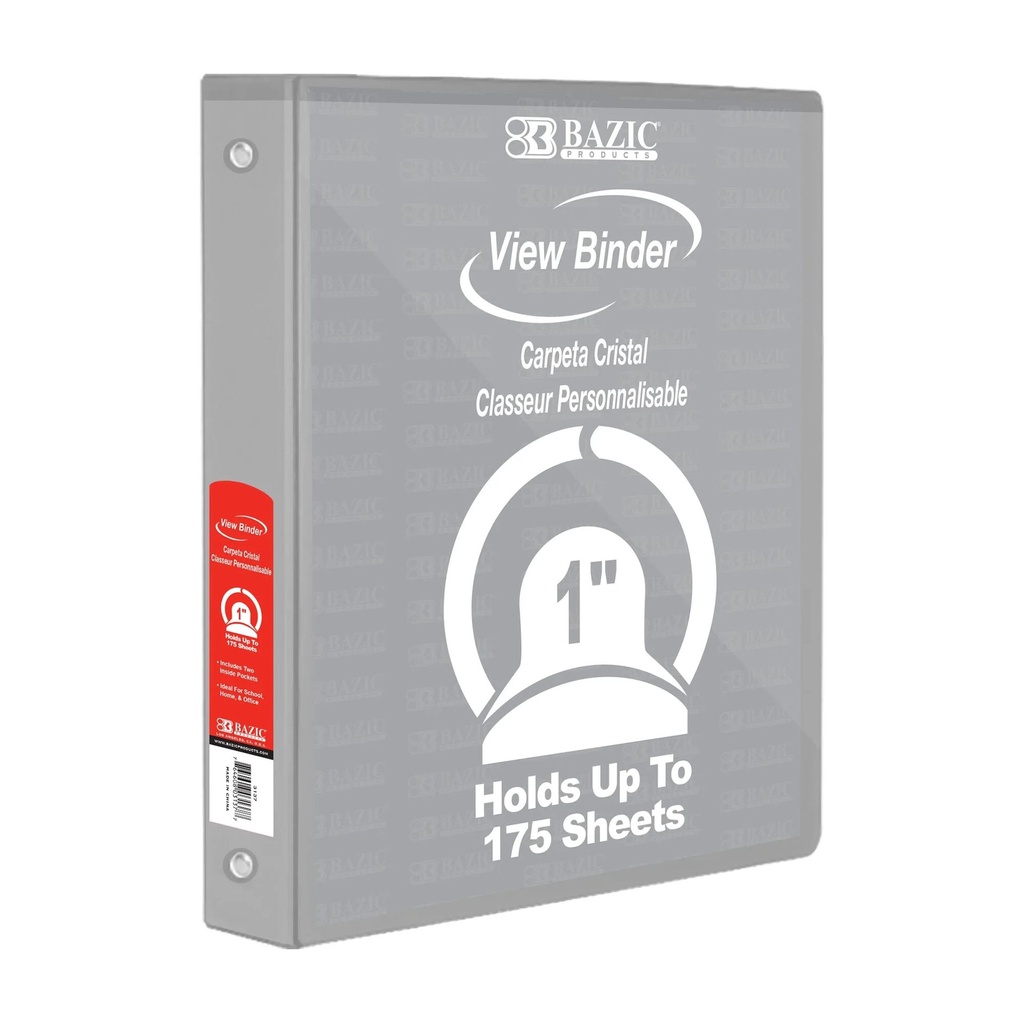 BAZIC 3 Ring 1 1/2" GREY #4141 View Binder - (12/bx)