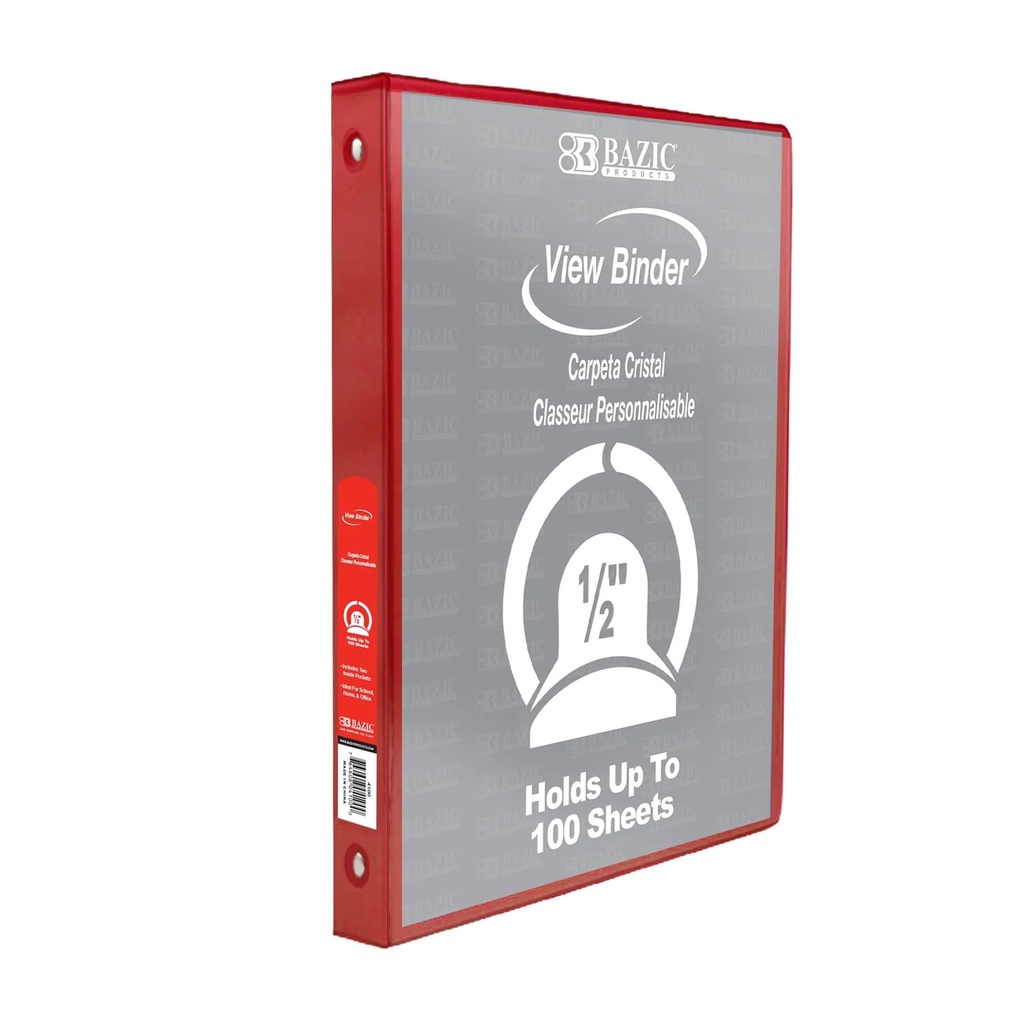 BAZIC 3 Ring RED 1 1/2" View #4143 Binder  - (12/ctn)