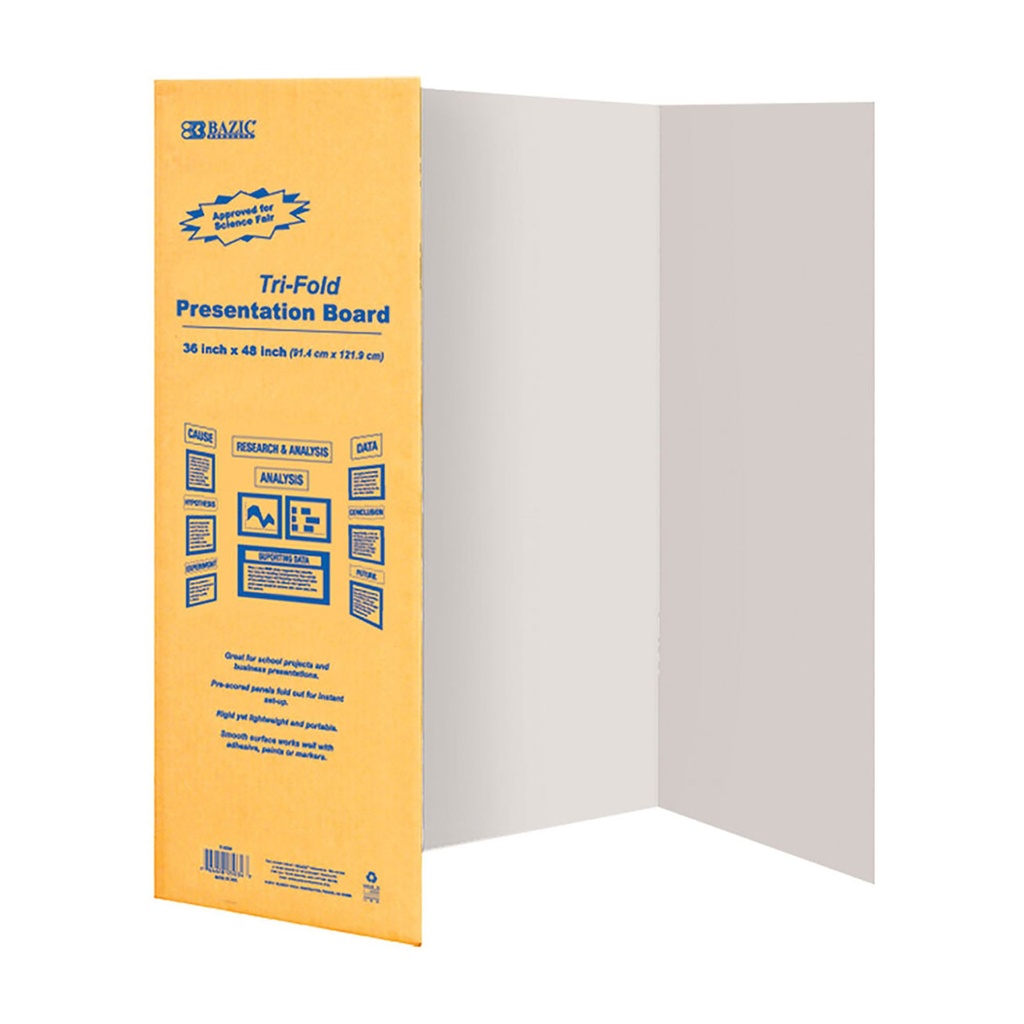 Bazic Tri-Fold WHITE 36 x 48" Display Board