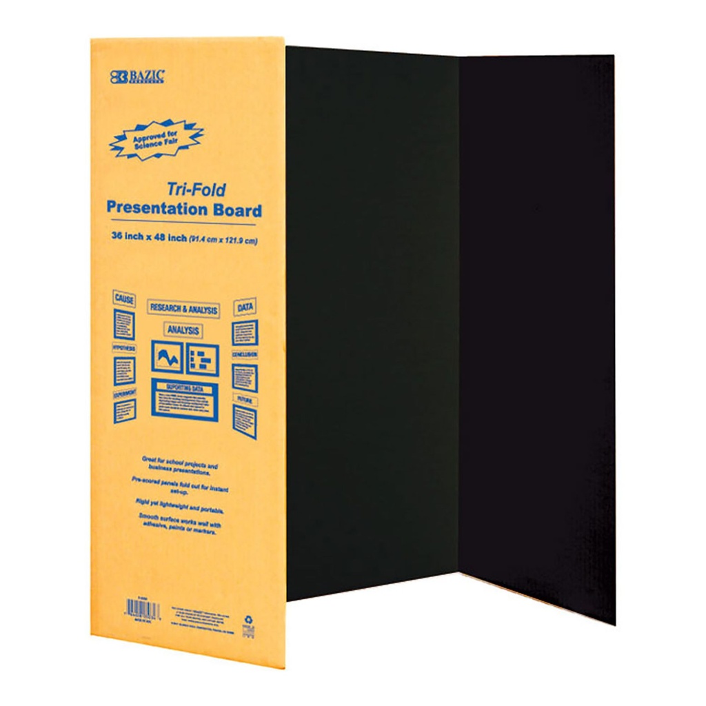 Bazic Tri-Fold BLACK 36x48" Display Board