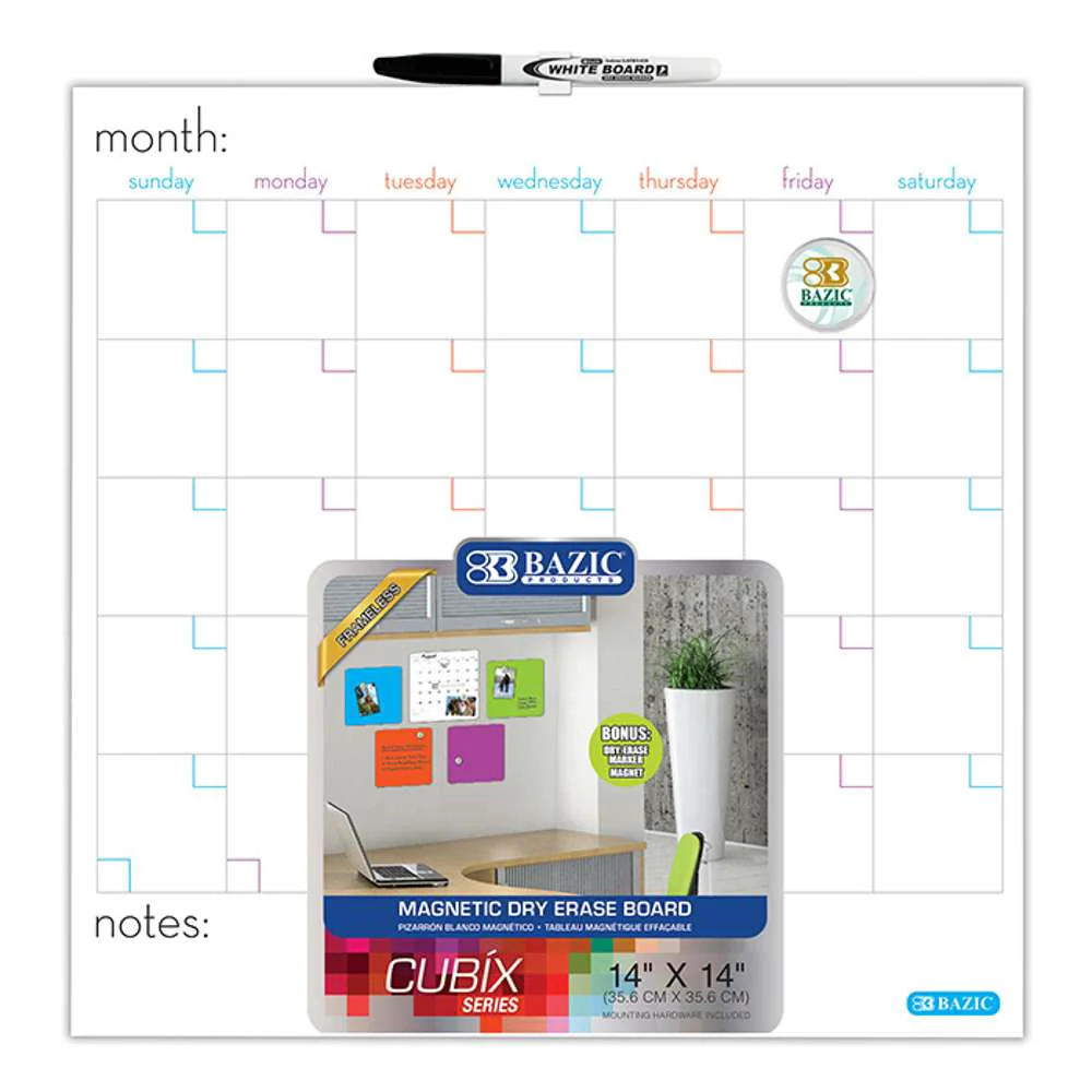 Magnetic Calendar #6041 Tile 14x14" Dry Erase - (12/ctn)