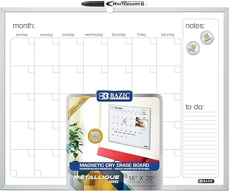 Bazic Magentic Calender 16x20 Dry Erase - (6/ctn)