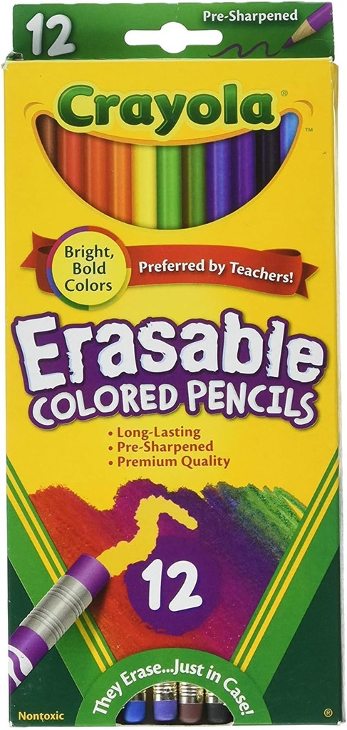 Crayola ERASABLE COLOURED #68-4412 Pencil 12s - (24/ctn)