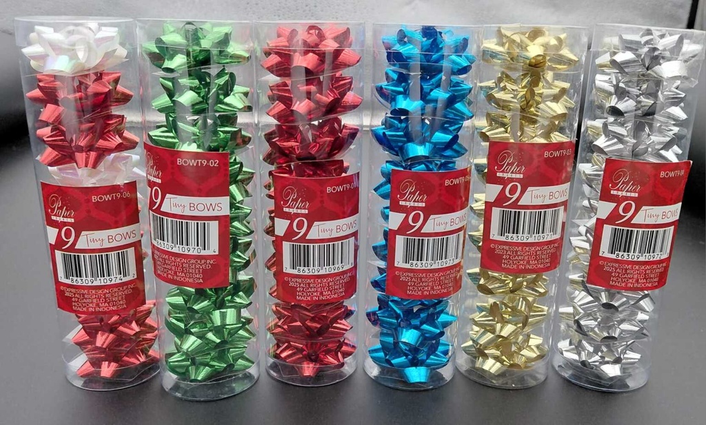 XMAS Bow Metallic Tube 9CT #BOWT9A42CD