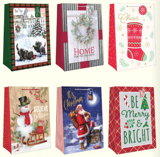 XMAS Gift Bag JUMBO #CGBT4A-4 & A-1- #CGBT-198V4/195V4/199V4/200V4 Traditional 