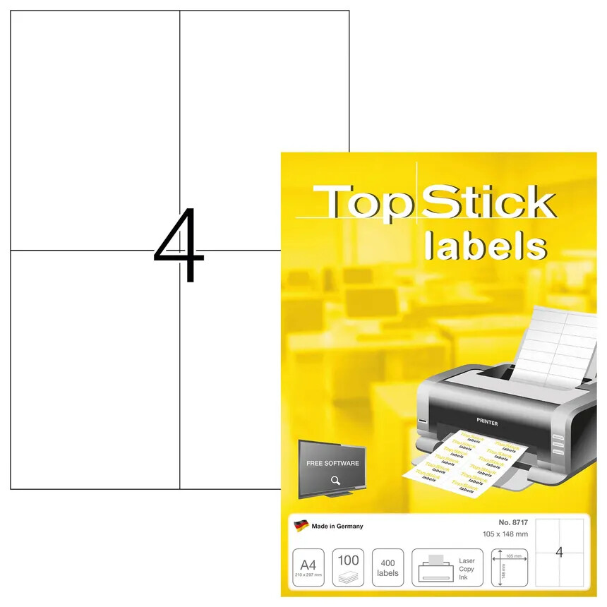 Laser A4 Label 4x2 1/4" (ML1000) Topstick