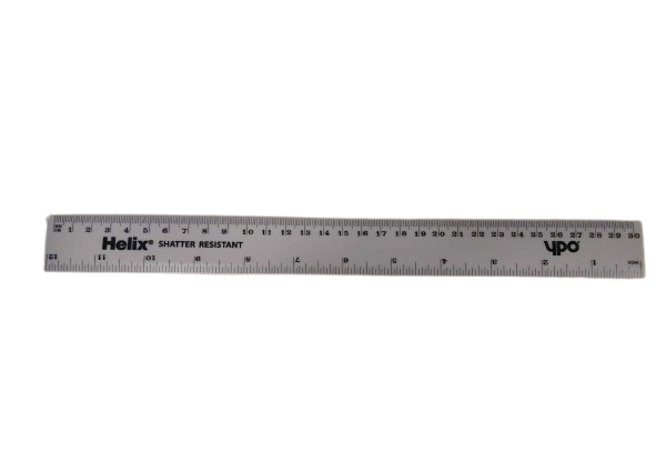 Helix Shatter Resistant #YPO/SR1 White Ruler 12"/30cm - (100/bx) #010602