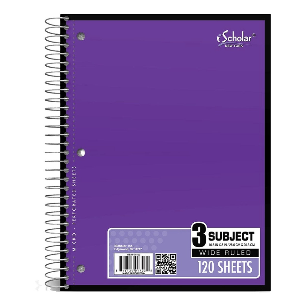 iScholar 3 Subject #78103/78104 NoteBooks - (24/ctn)