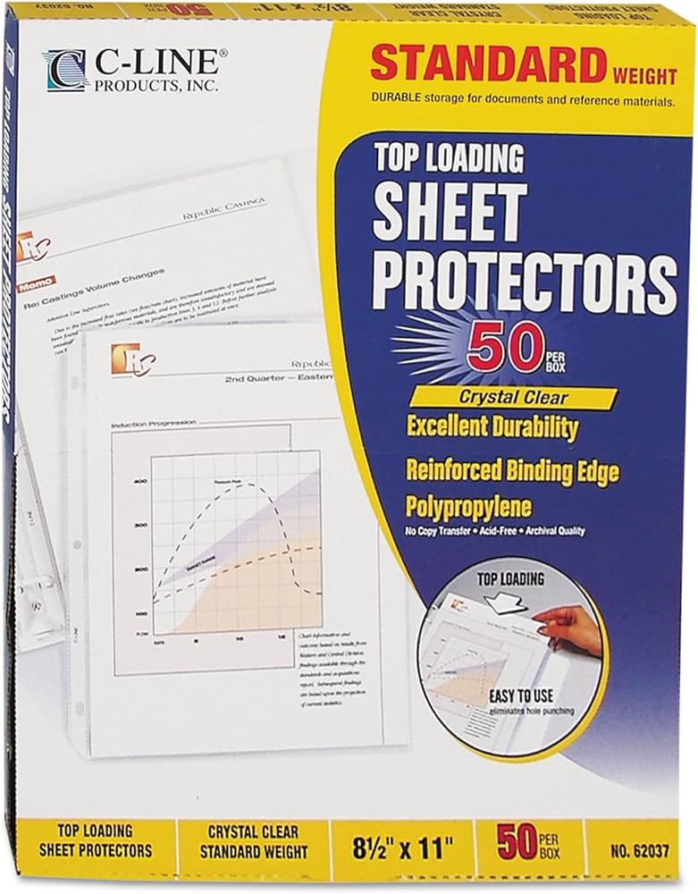 C-Line Sheet Protectors Std CLEAR 50pk