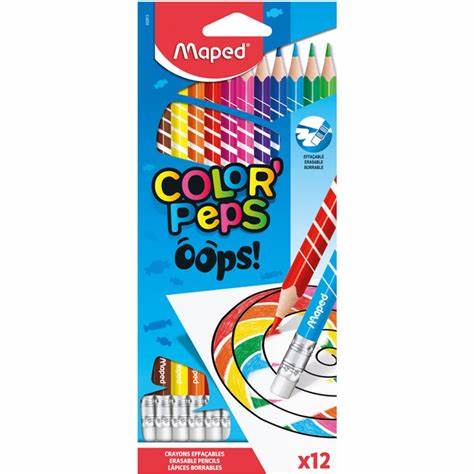 MAPED Erasable Triangular Coloured Pencils 12s