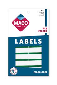Maco File Folder FF-L6 GREEN Labels 248s - (18/bx)