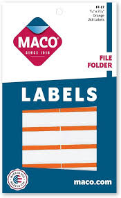 Maco File Folder FF-L7 ORANGE Labels 248s  - (18/bx)