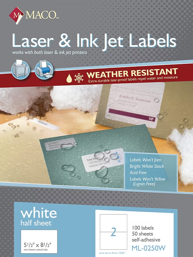 Weather Resistant 5 1/2x8 1/2 Laser Label