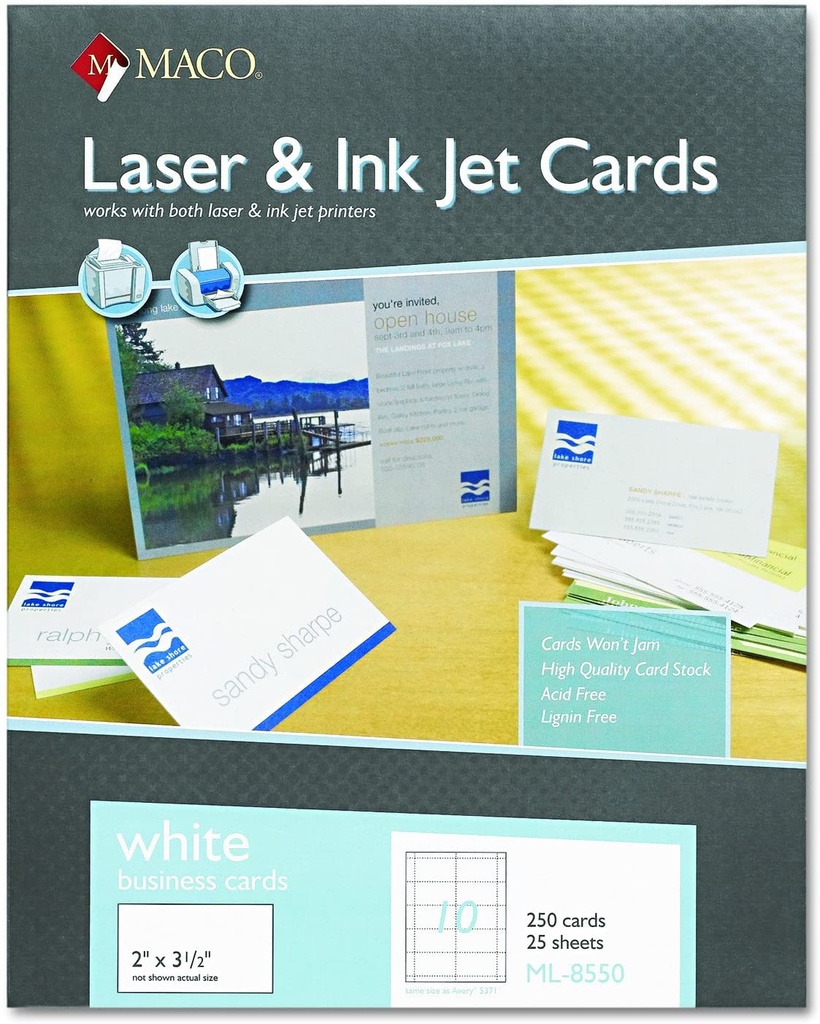 Business Laser/Ink Jet Card 2x3 1/2"  250pk
