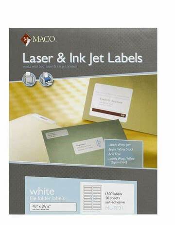LASER F/Folder Label White L/S Sheet 1500's