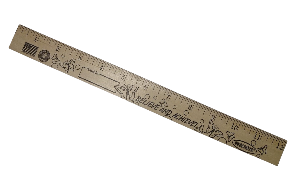 Moon Wooden Ruler "BELIEVE & ACHIEVE"  - (50/bx)