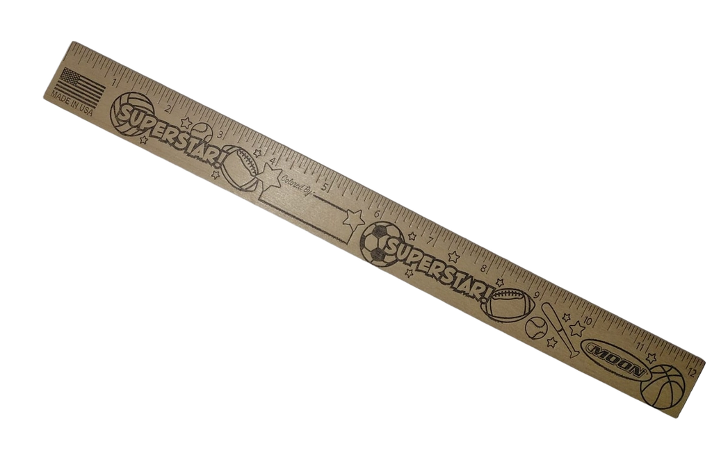 Moon Wooden Ruler 12" SUPERSTAR!  - (50/bx)