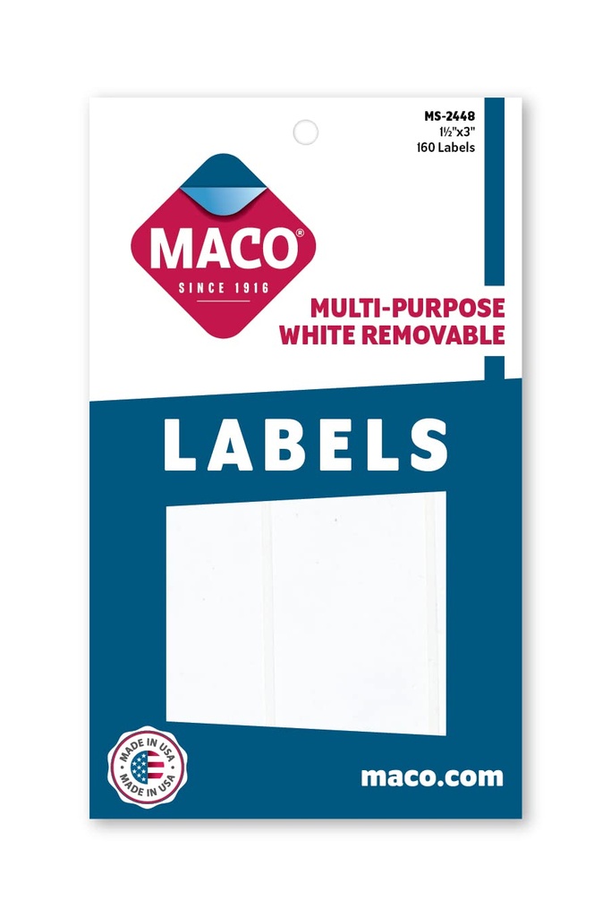 Maco Removable Labels 1-1/2x3 160s  - (18/bx)