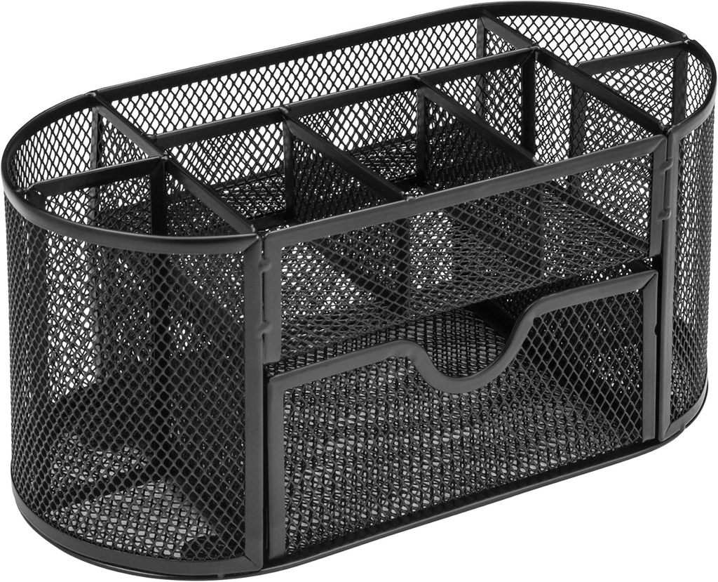 Desk Organizer w/Drawer #MD03 Wiremesh BLACK