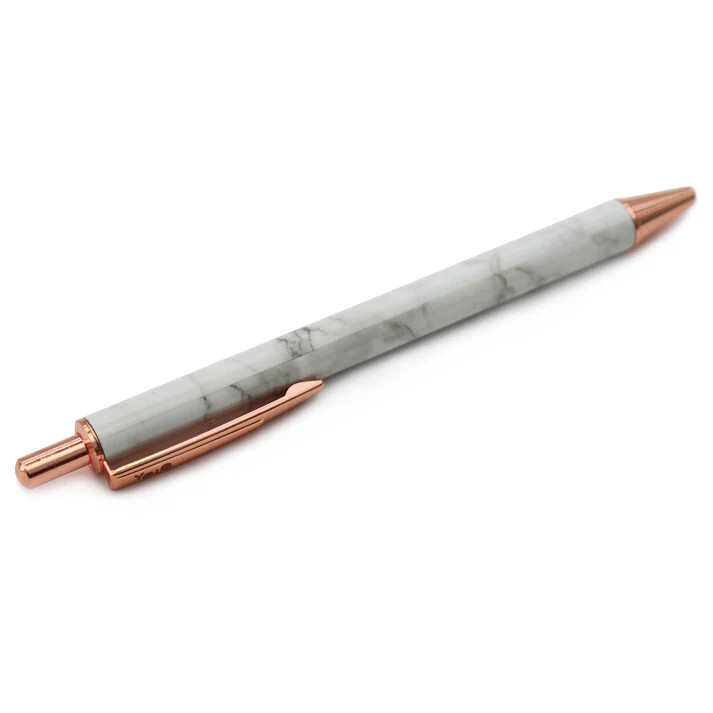 Pen BP White Marble W/Rose Gold