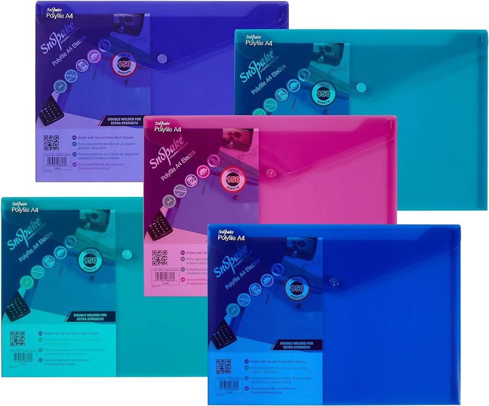 SNOPAKE Polyfile A4 ELECTRA Colors  - (5/pk)