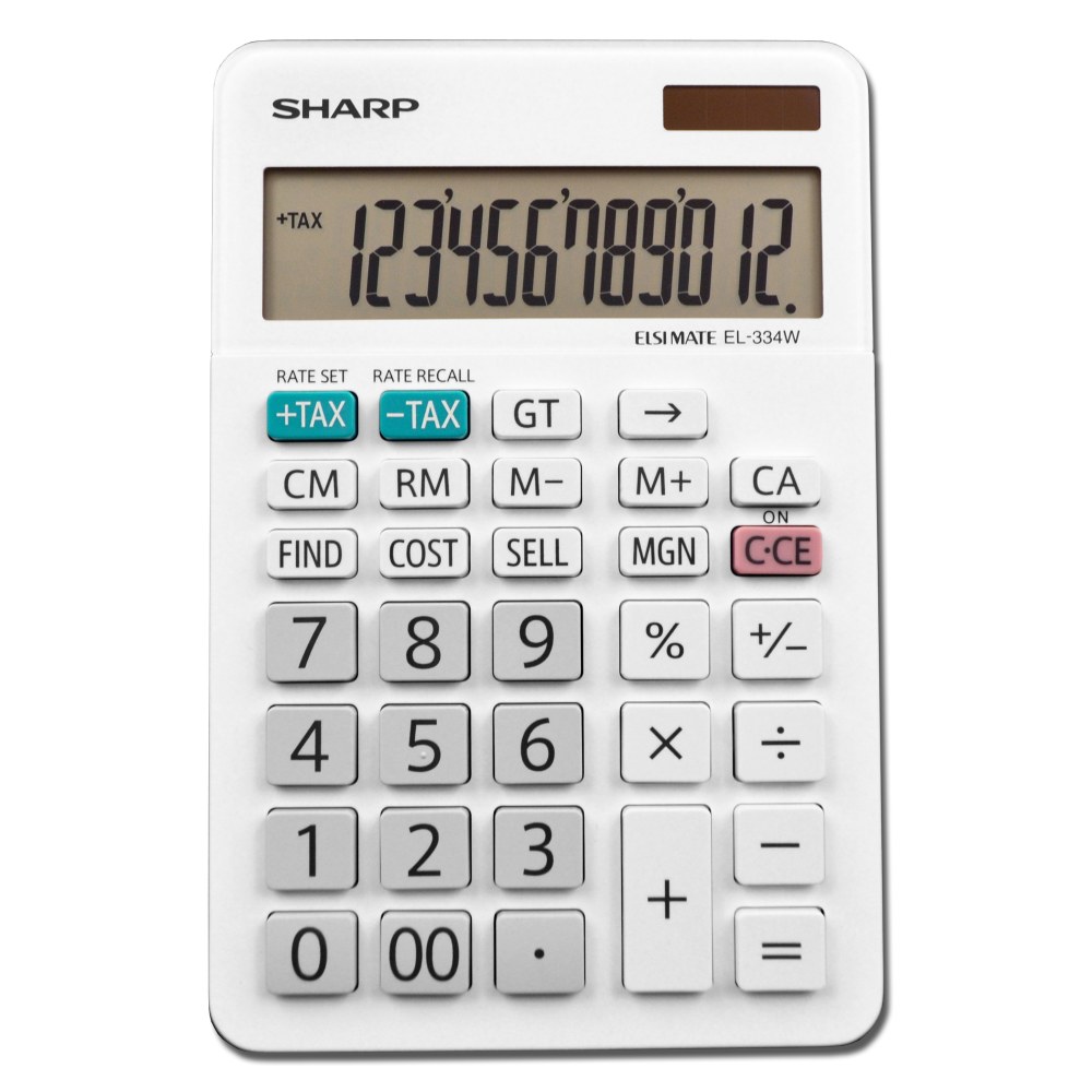 SHARP EL-334WB/W 12-Digit Desktop Calculator