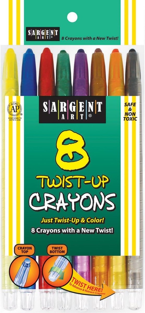 Sargent Art TWIST Up #55-0980 Crayons 8s