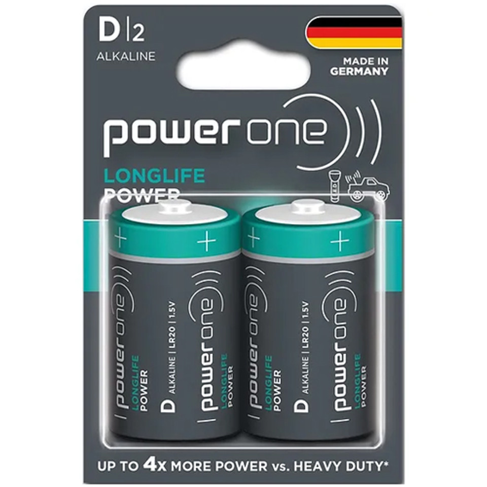 Powerone Longlife D Power Battery 2pk