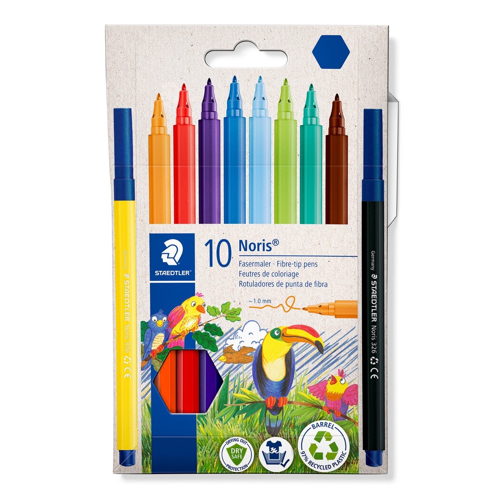 Noris Club #326 C10 Fibre Tip Pen 10pk (Felt Tip)