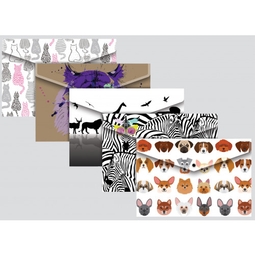 Wallet A4 ANIMALS Press Stud 4Cols