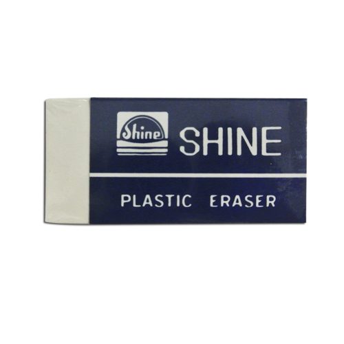Shine White Plastic Eraser Large/Wide - (12/bx)