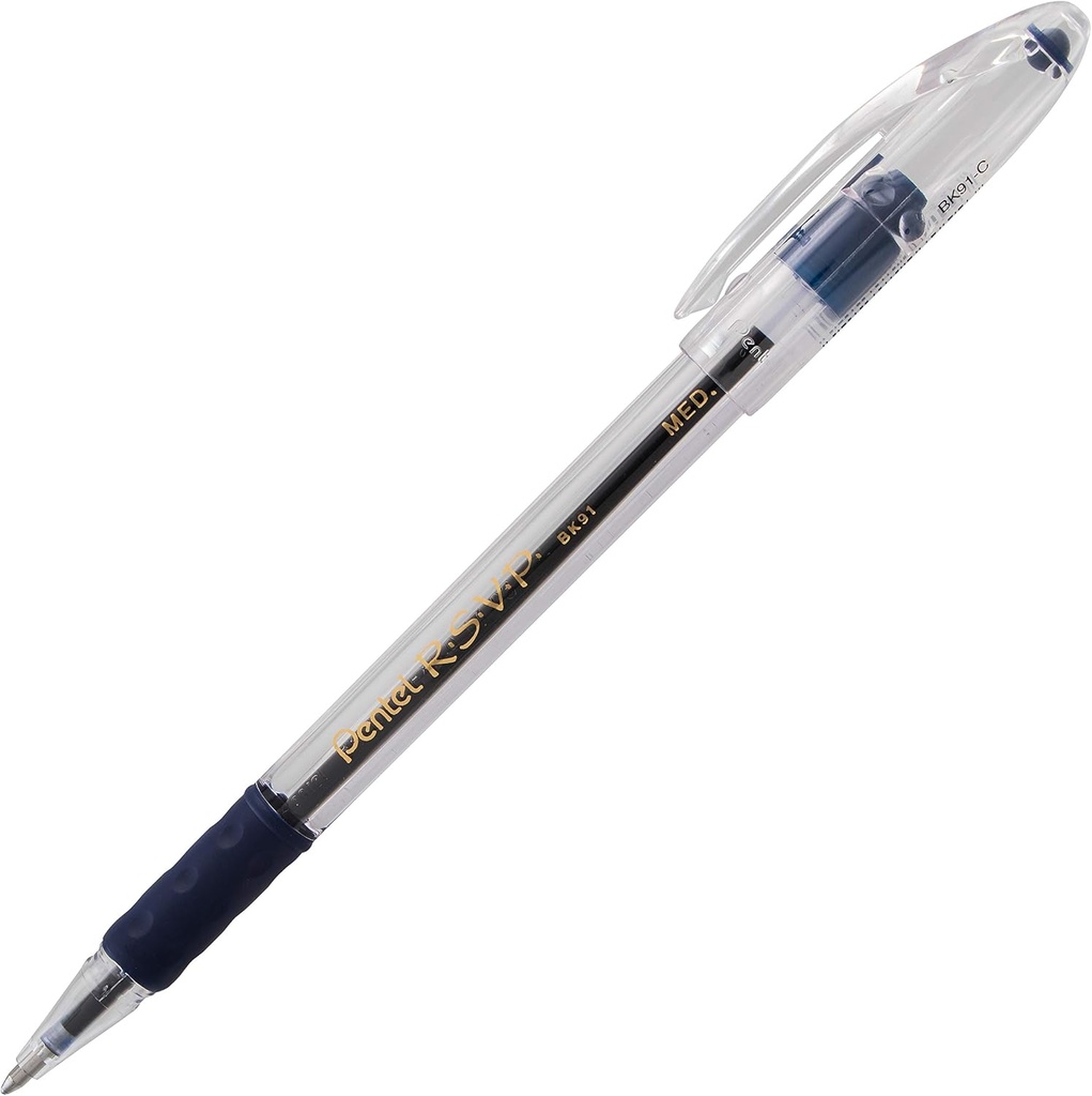 Pentel RSVP BLUE Medium #BK91-C 1.0mm Ball Point Pen 