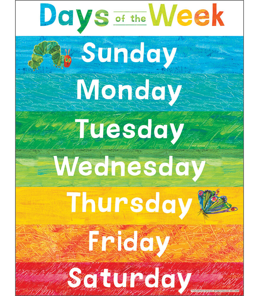 Chartlets "Days of the Week" 17 x 22" - (12/pk)