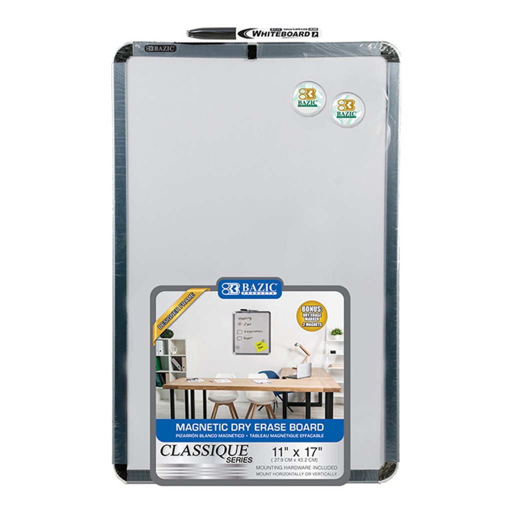 Dry Erase 11x17 Combo Magnetic Board with 2 Markers/Push Pins/Magnets