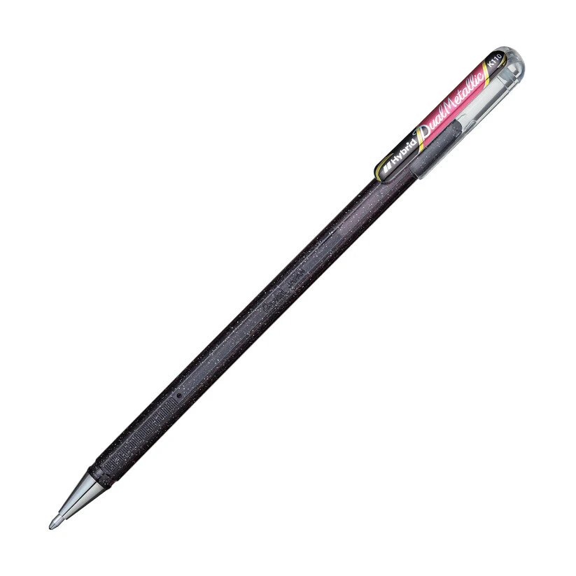 Pentel Hybrid Dual Metallic G/Roller Black/Metallic Red 1.0mm Pen