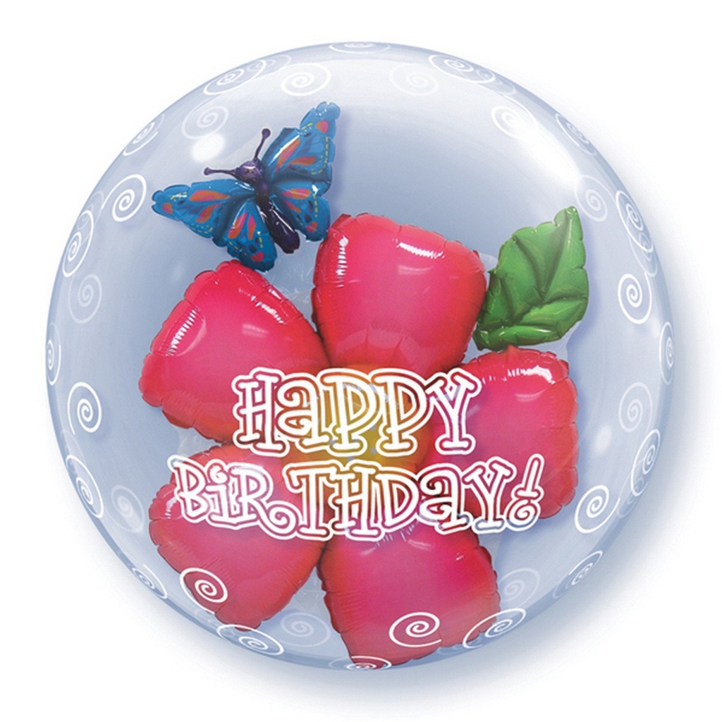 Qualatex 24" B'day Flower Double Bubble Balloon