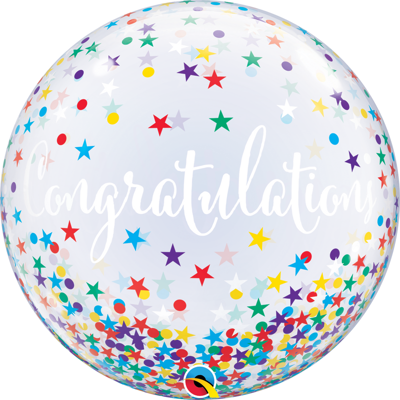 Congratulations 22" Confetti Stars Bubble Balloon