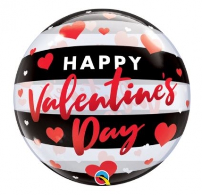 Qualatex 22" Valentines Day Black Stripes Balloon