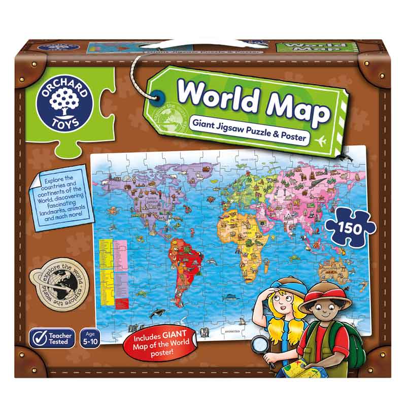 World Map 150pc Puzzle 5-10yrs - Sale