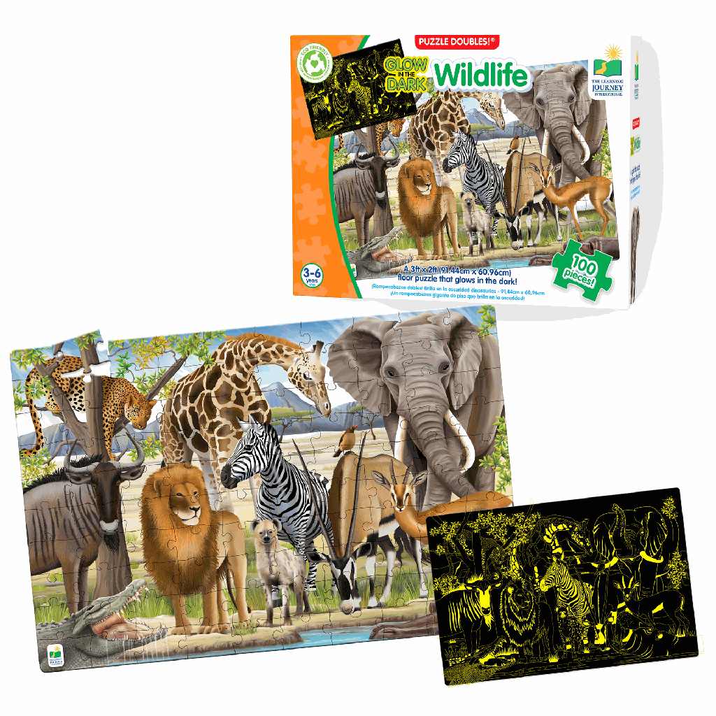 Puzzle Doubles! Glow In The Dark - Wildlife 100pc 3+