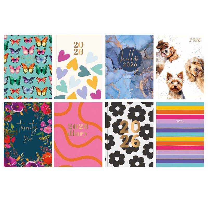 Tallon Diary A5 Week To View (Sale) 2026 (8 Asst Designs) 