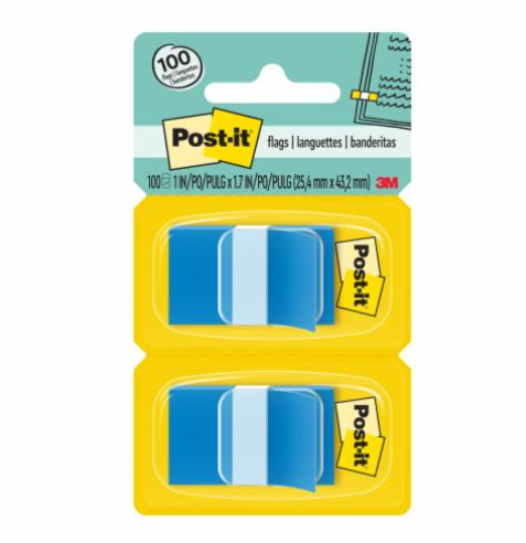 Post It Tape Flags BLUE #680-BE2  1" X 1.7" - Sold Singular