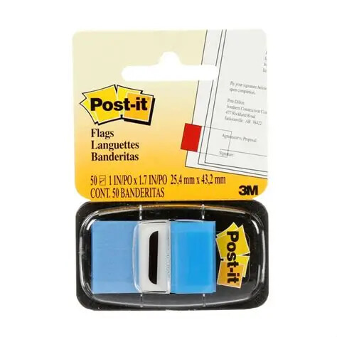 Post It Tape Flags BRIGHT BLUE #680-BB2 1"x1.7" - Sold Singular