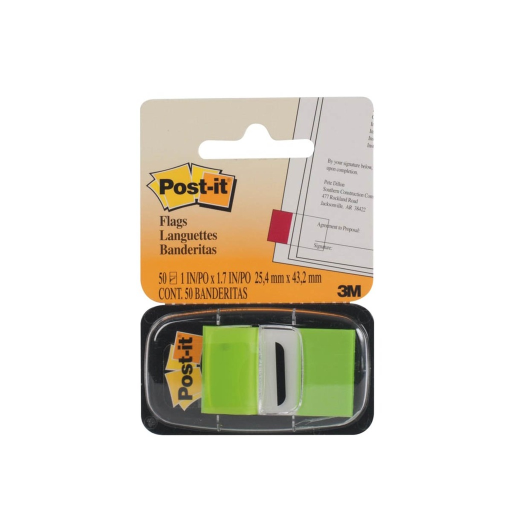 Post It Tape Flags BRIGHT GREEN #680-BG2 1"x1.7" - Sold Singular