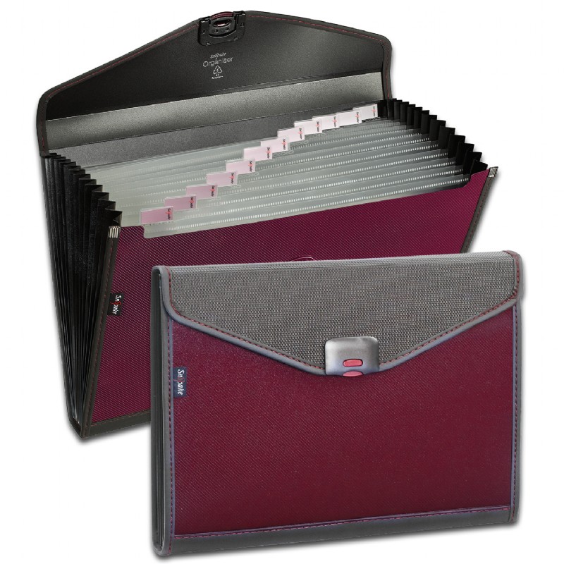 Snopake Zeon Organiser 13-Part Foolscap RUBY